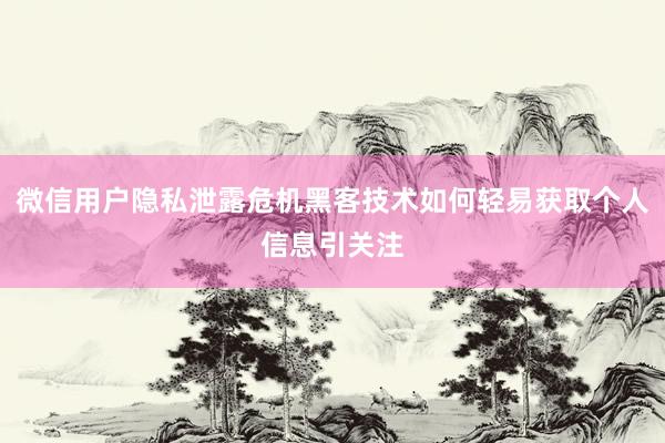 微信用户隐私泄露危机黑客技术如何轻易获取个人信息引关注