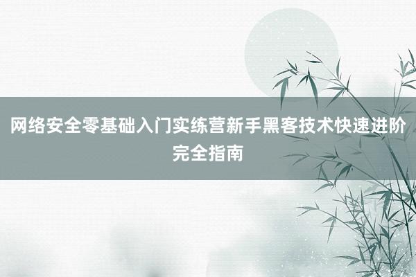 网络安全零基础入门实练营新手黑客技术快速进阶完全指南